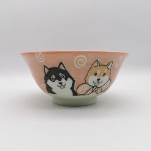 Ciotola da domburi rosa con shiba inu