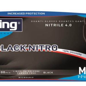 Guanti in nitrile nero senza polvere taglia M – scatola da 100 pezzi