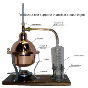 Distillatore vetro, capacità lt. 1 con termometro
