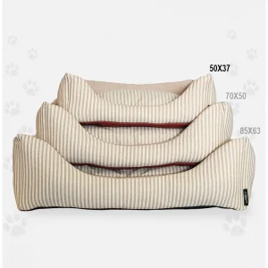 Cuccia Divano per Cani Nasonero a Righe Bianche e Tortora 50x37cm