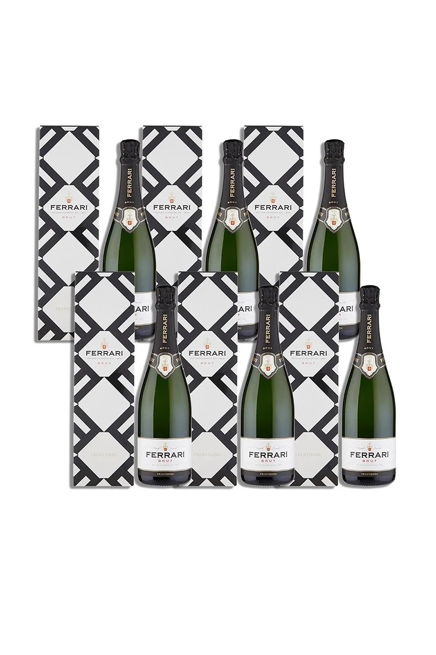 6 Bottiglie Ferrari Trento Brut DOC Inverno 75 CL Astucciato