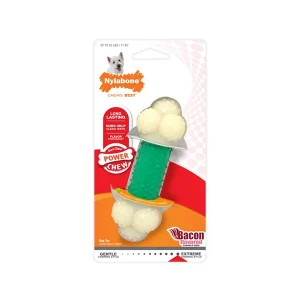Gioco per Cani Nylabone Extreme Chew Double Action in Gomma e Nylon a Forma di Osso Gusto Bacon Taglia S 12x4cm