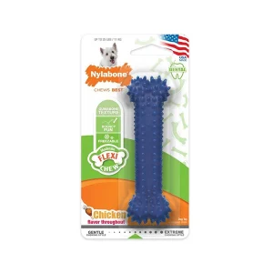 Gioco per Cani Nylabone Moderate Dental Chew a Forma di Osso Gusto Pollo Taglia S 12×3,5cm