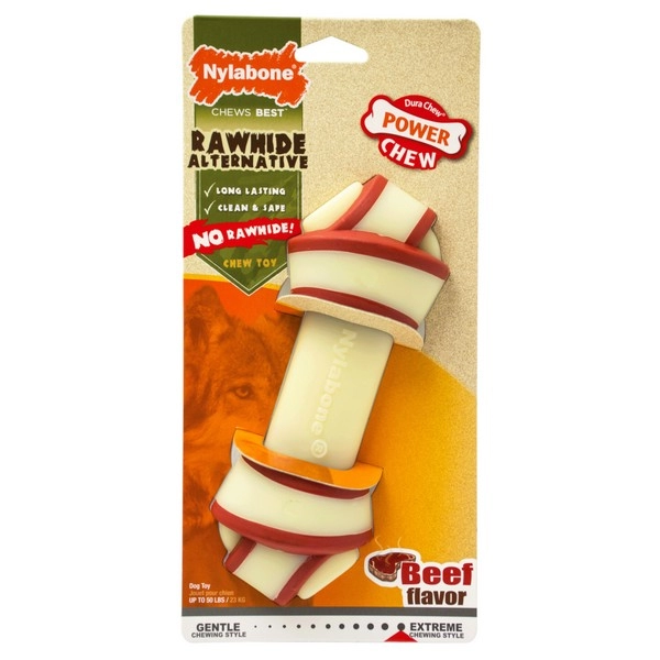 Gioco per Cani Nylabone Power Chew a Forma di Osso Gusto Manzo Taglia L 18x7cm