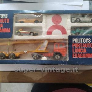 POLITOYS POLISTIL – LANCIA – ESAGAMMA PORTAUTO – CAR TRANSPORTER – WITH 4 CARS