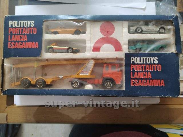 POLITOYS POLISTIL – LANCIA – ESAGAMMA PORTAUTO – CAR TRANSPORTER – WITH 4 CARS